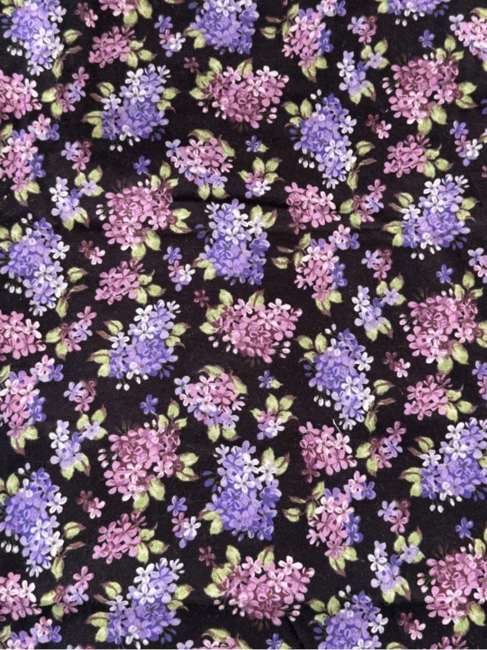 Dark Floral Quilting Cotton Black Purple Pink Remnant 1 yard + 15" L x 40" w